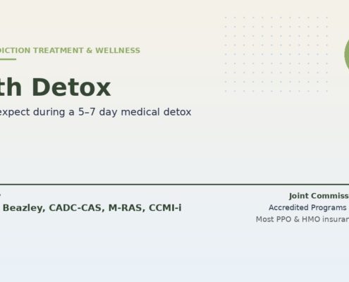 Meth detox — 5 to 7 day medical stabilization, medications used, and what comes next from Bodhi. Reviewed by Jonathan Beazley, CADC-CAS. Joint Commission and CARF accredited programs.