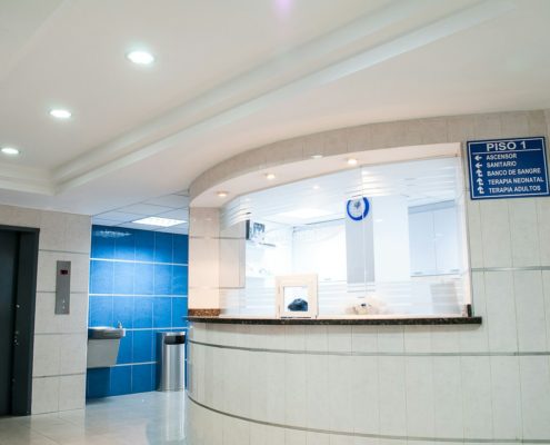 Hospital lobby and reception — residential stabilization for methamphetamine psychosis